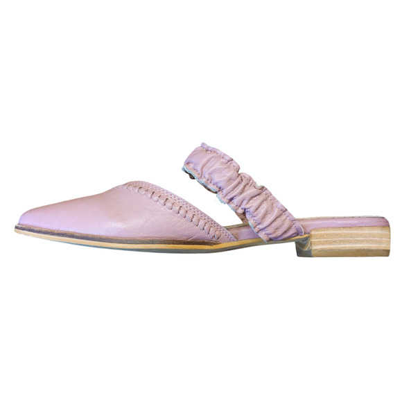 Mi.im Alicia Pointed Toe Shirred Ruffle Mule Baby Pink Flats Balletcore 7.5 - Picture 3 of 9